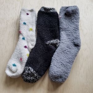Bundle of 3 - Fuzzy Crew Socks for Winter ❄️